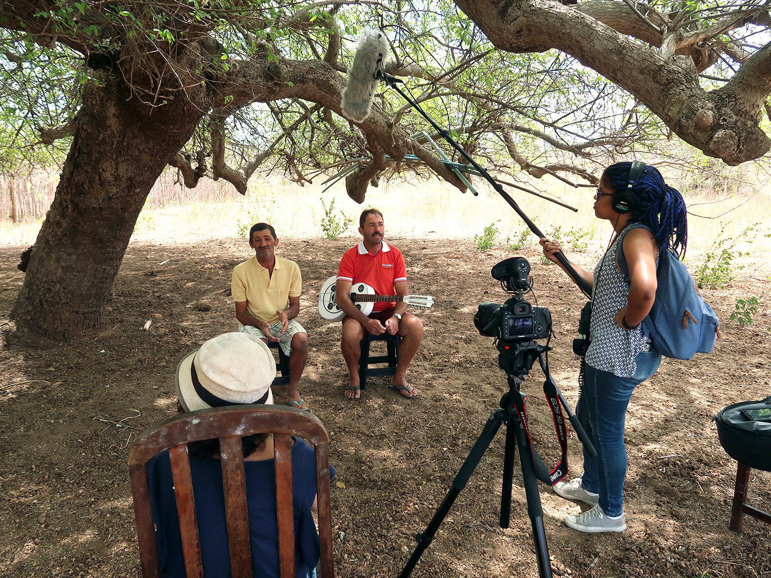 Relatos dos irmão Nunes na sombra do umbuzeiro de 130 anos em Tabira (PE)